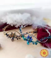 Мальва сірий графітовий золотистий діадема обруч вінок фентезі прикраса на голову чоло обруч вінок