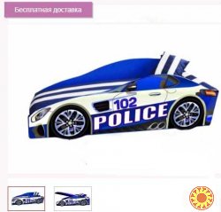 Детская кровать машинка "Элит E-8 Police" с матрасом