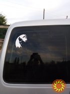 Наклейка на авто мото Волк Белая светоотражающая ,Чёрная