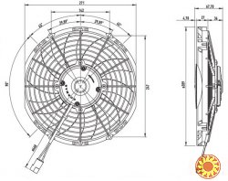 Вентилятор осевой 10" дюймов (255 мм), 24В, толкающий, 1240 м3/ч (Kormas)