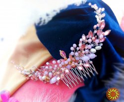 Перлина сяюча ніжна нюдовий гілочка гребінь заколка рожевий