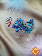 Пава сапфірова гребінь заколка синій смарагд зелений фіолетовий