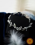 Срібний барбарис гілочка обідок обруч вінок перли листя