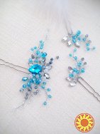 Ундіна набір прикрас аквамариновий голубий морський стиль фентезі стрази кришталь