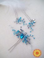 Ундіна набір прикрас аквамариновий голубий морський стиль фентезі стрази кришталь