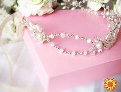 Наречена віночок гнучкий обідок гілочка білий кришталь ніжна прикраса