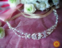 Наречена віночок гнучкий обідок гілочка білий кришталь ніжна прикраса