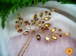 золотое сияние шпилька заколка украшение для волос золотистый желтый янтарный