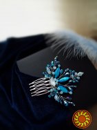 Атлантида гребінь заколка для волосся блакитний авамарин синій мушля кришталь