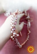 Барокко розовая веточка диадема веночек ободок обруч розовый