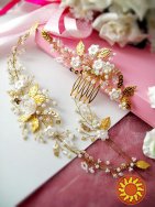 Эмма свадебное украшение белый золотистый роза цветок веточка гребень шппилька