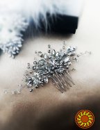 Серебристая туманность заколка гребень праздничный серый