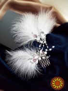 Крила ангела гребінь сережки пір'я марабу білий косплей стиль чікаго гетсбі