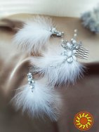 Крила ангела гребінь сережки пір'я марабу білий косплей стиль чікаго гетсбі