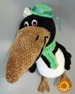 іграшка вязана ворона модниця або кавалер мяка плюшева ручна робота