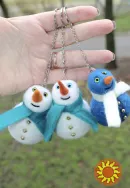 Іграшки для ялинки снеговик валяний іграшка брелок з шерсті інтерєрна прикраса брелока подарунок сувенір