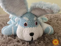 Іграшка Зайчик подушка м'яка в'язана ручна робота