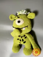 Монстрик зелений добрий та веселий іграшка м'яка в'язана ручна робота