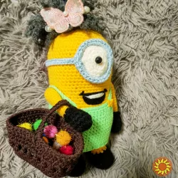 Іграшка м'яка в'язана Міньйон дівчинка Стюарт подарунок сувенір ручна робота hand made