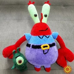 Містер Крабс 43см Губка Боб Квадратні Штани велика іграшка дитяча в'язана плюшева ручна робота