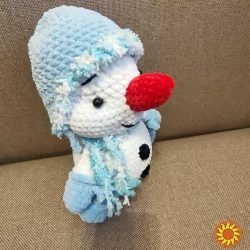 Іграшка Сніговик в'язана подарунок сувенір ручна робота hand made