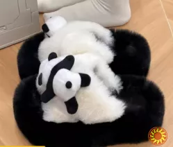 Шльопанці з хутра та з м'якою іграшкою