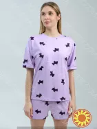 Жіноча піжама з собачками "Lavender Puppies" (футболка+шорти) (12062) (арт. 1407)