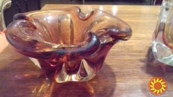 ваза стеклянная цветная ручной работы (гутное стекло )