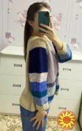 Полосатый разноцветный свитер оверсайз ручной работы Handmade