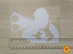 Наклейка на авто или мото Охотник Белая светоотражающая