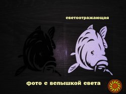 Наклейка на авто Карп Черная,Белая светоотражающая на авто