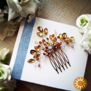 Янтарное сияние гребень заколка желтый коричневый