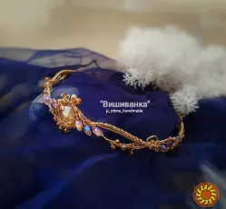 Вишиванка золотистий бурштиновий діадема корона івент фотосесія тематичні вечірки сценічні виступ балет танці